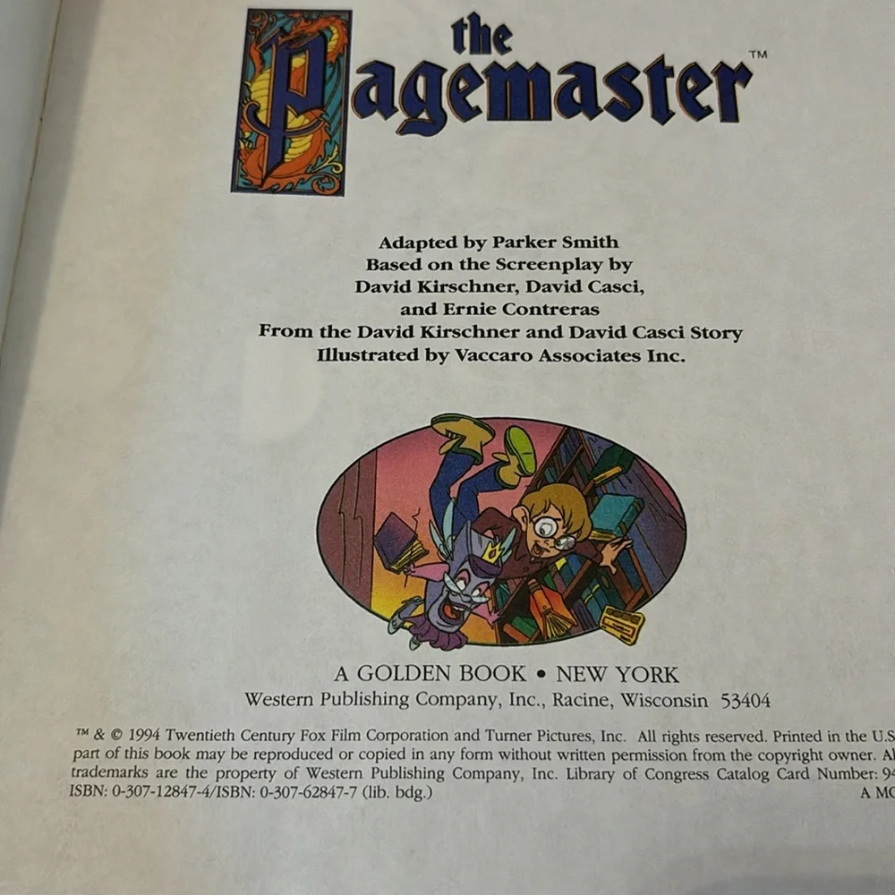 The Pagemaster (Golden Look-Look Books) Vintage Movie Book The Pagemaster